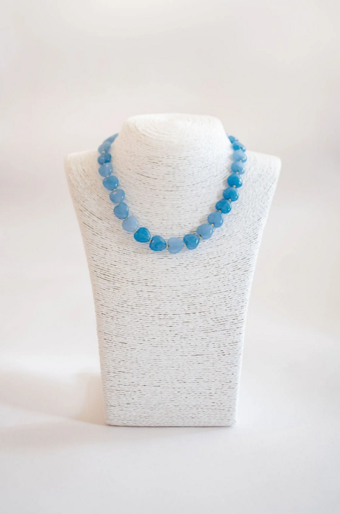 Lisi Lerch NWT-Heart - Quartz Beaded Necklace - Light Blue / 14mm
