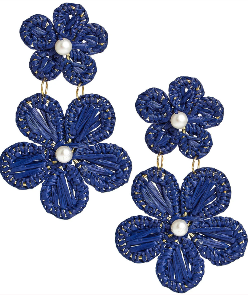 Lisi Lerch NWT-Marigold - Raffia Earring - Navy