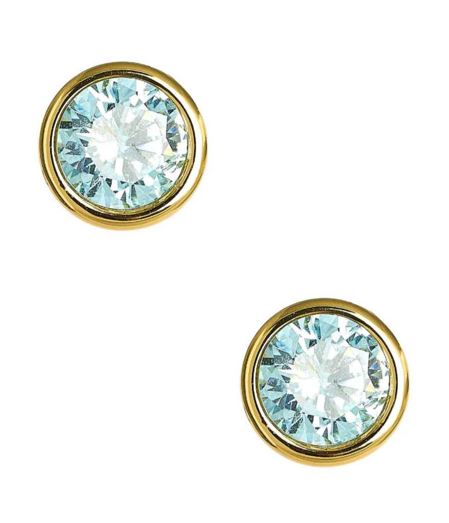Lisi Lerch NWT-Large Bezel Stud-18k Gold Plated - Aqua
