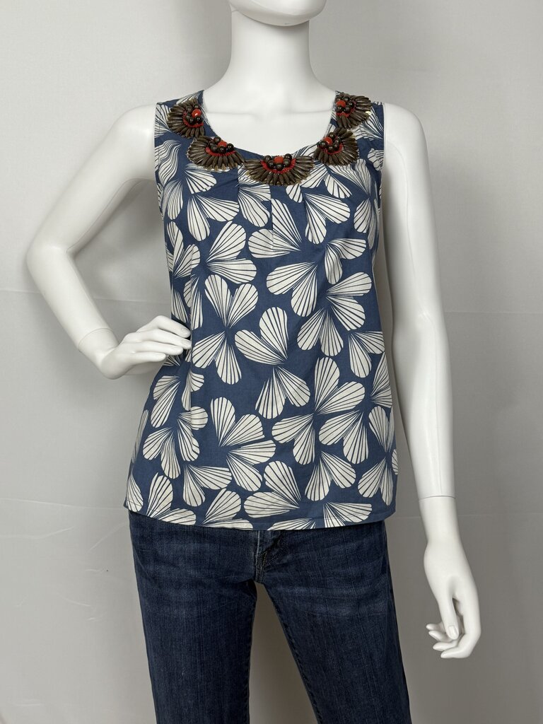 Boden- Blue - Beaded Cotton Blouse