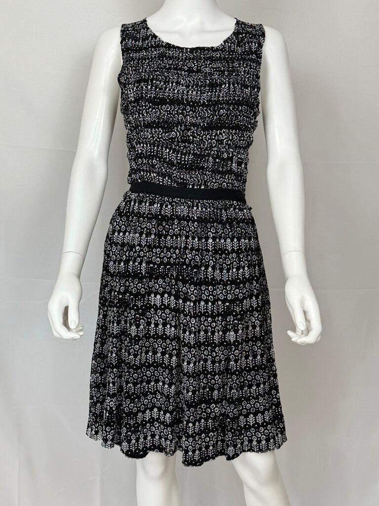 Anthropologie -Black, White - Floral Sleeveless Dress