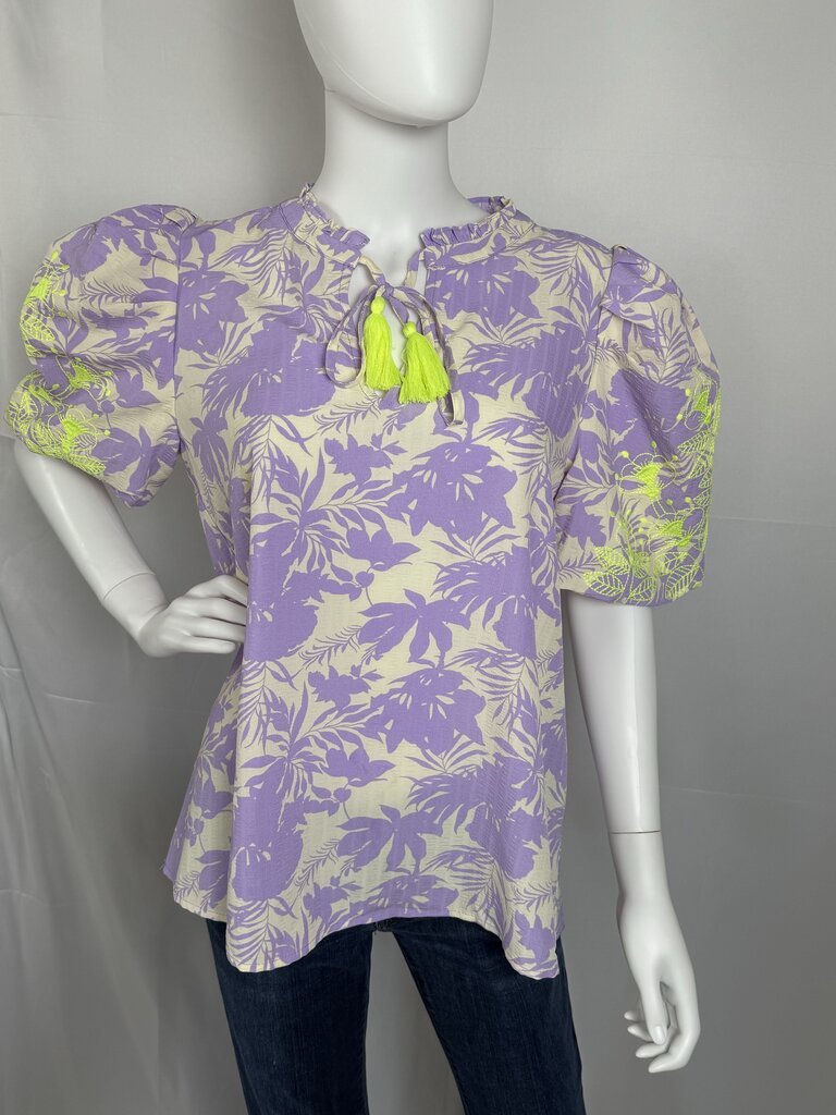 Jodifl - White, Purple - Floral Blouse