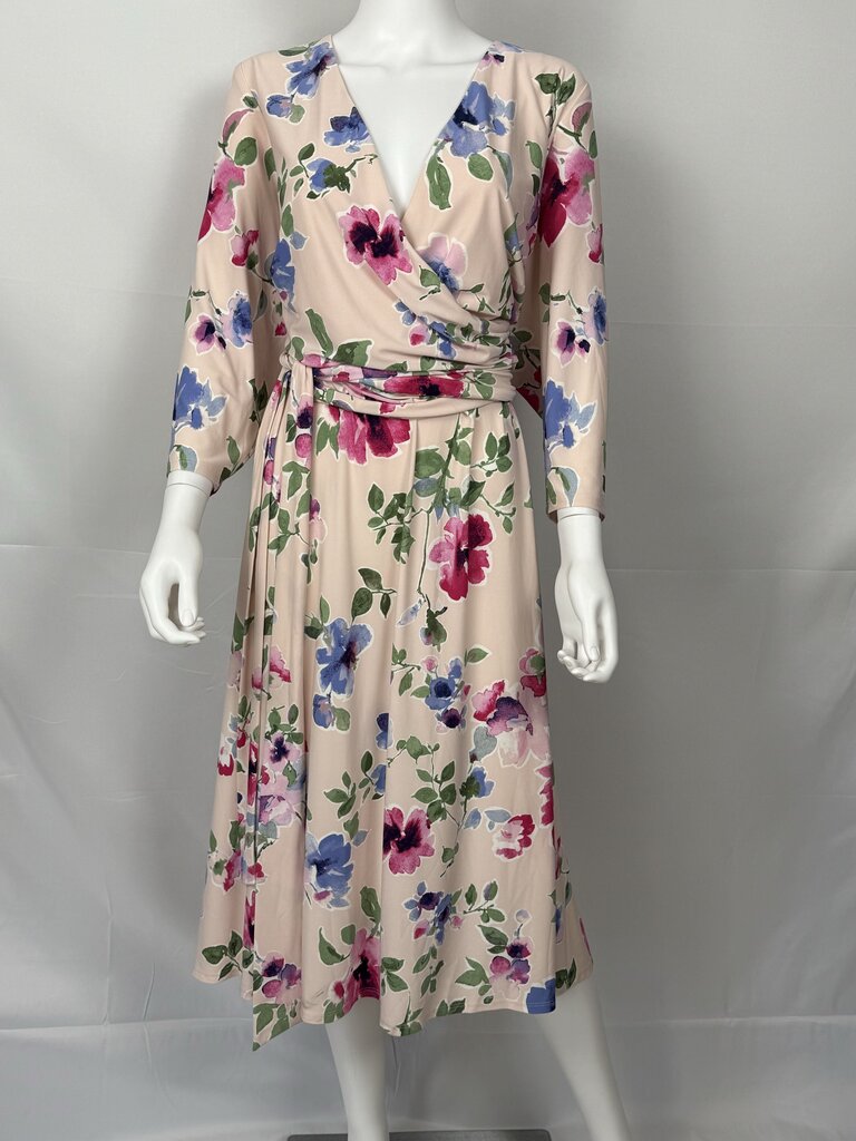 LRL - NWT - Pink Floral LS Wrap Dress