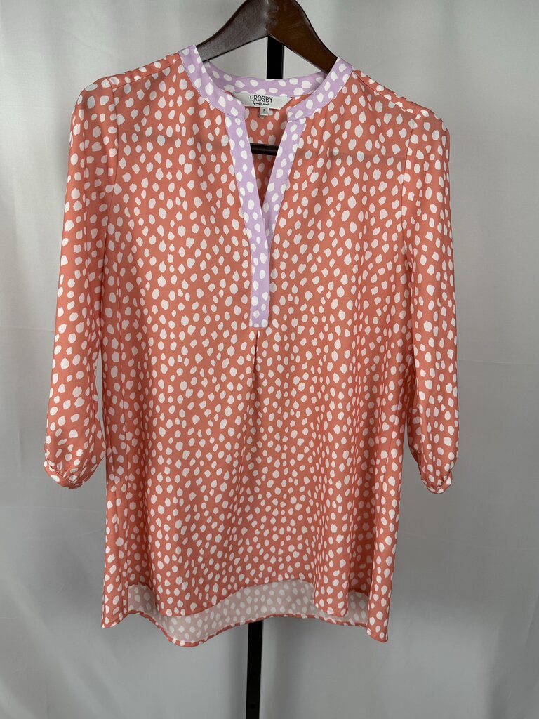 Crosby - Peach, Purple - Polka Dot LS Blouse