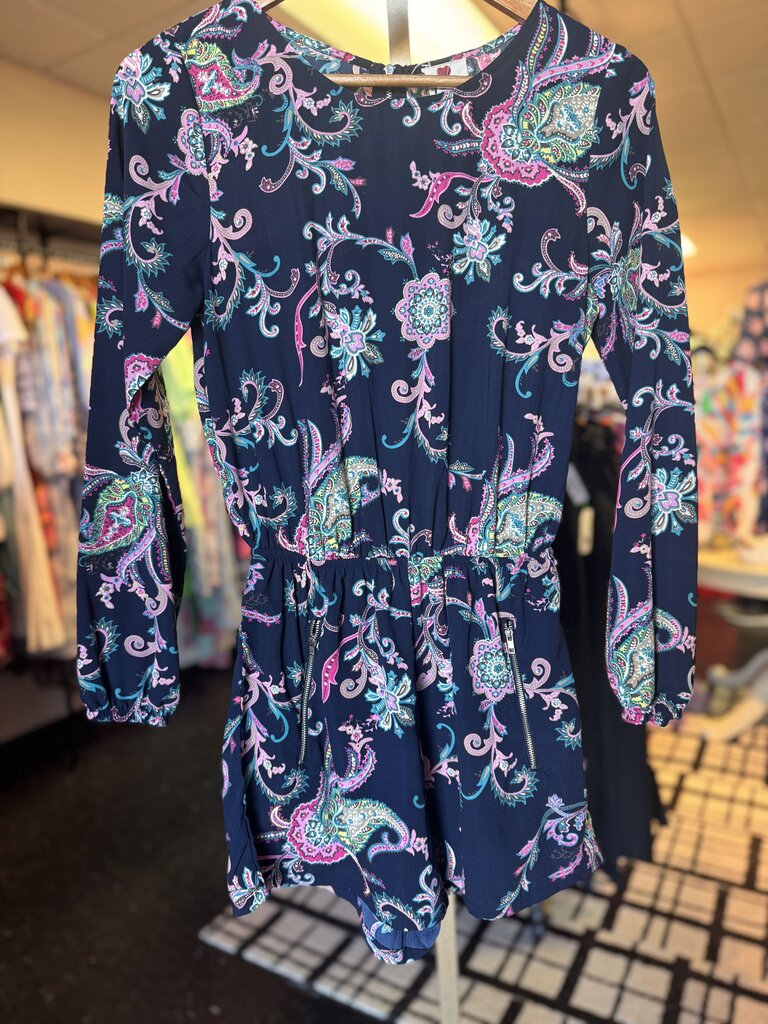 One Clothing - LS Navy Paisley Print Romper