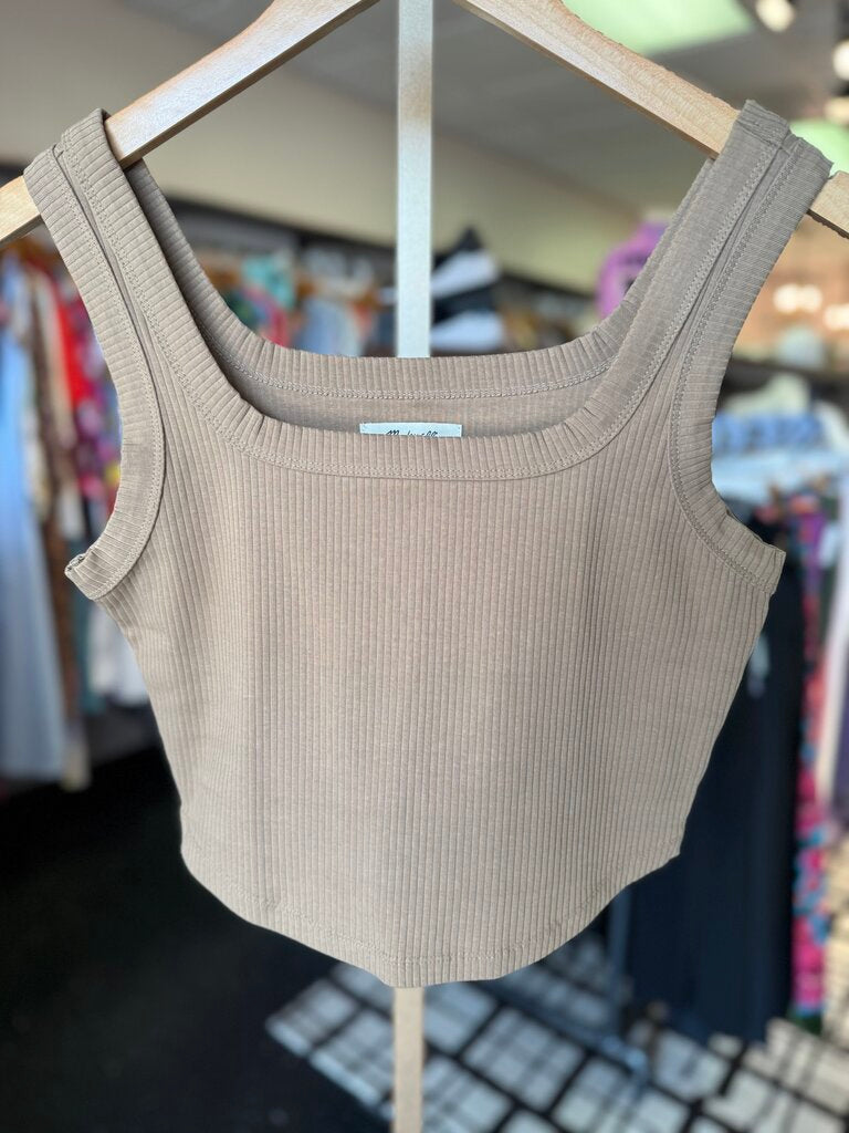 Madewell- Cropped Ribbed Tank Top - Brown