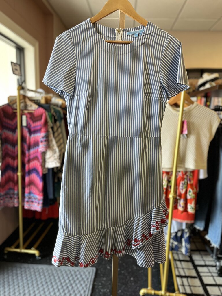 Draper James - Striped Faux Wrap Dress - Blue/ White