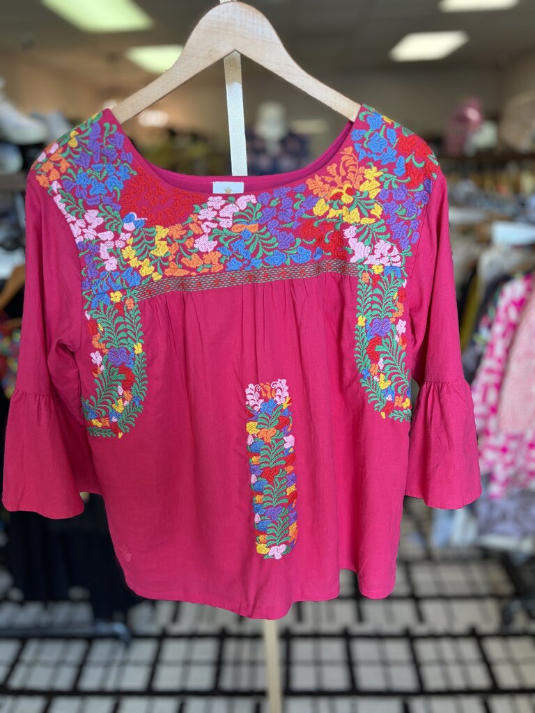 J. Marie - LS Reina Embroidered Top - Pink