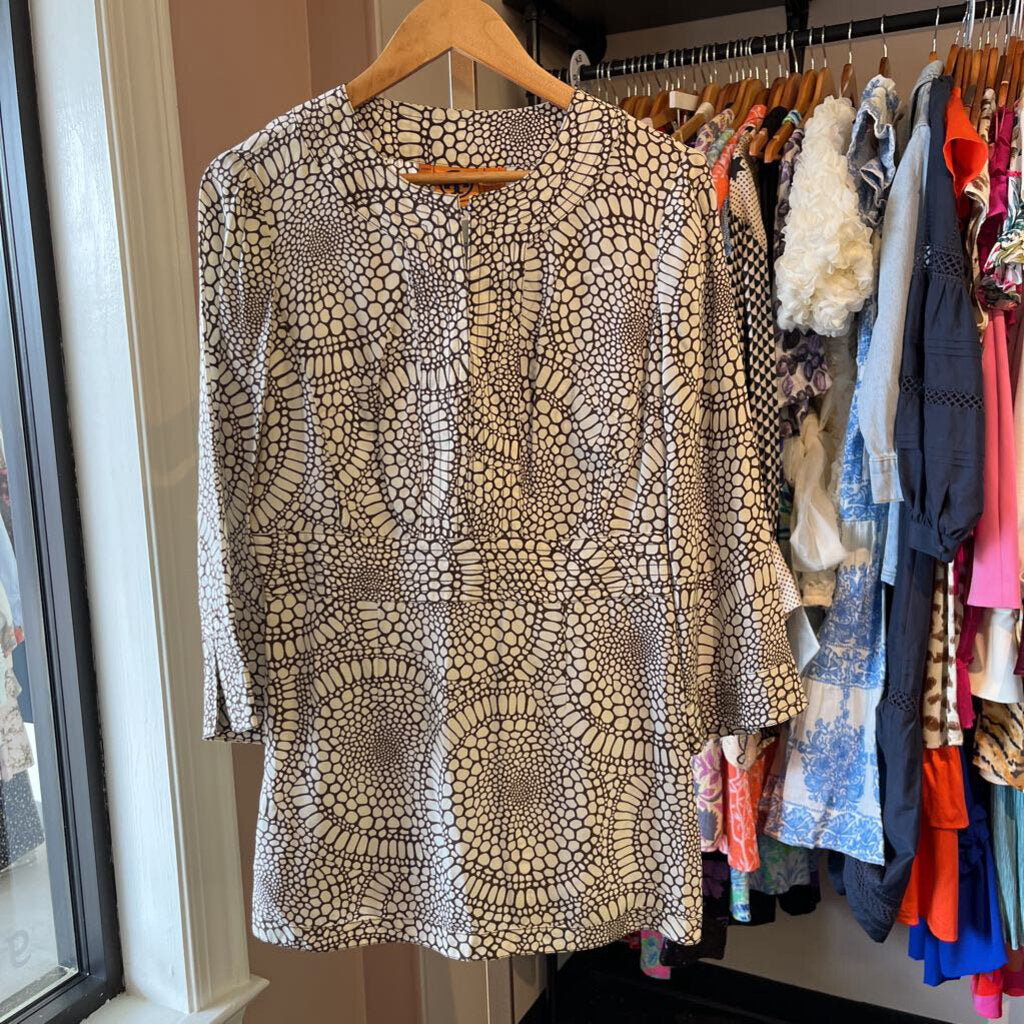 Tory Burch- August Silk Tunic - Brown/White
