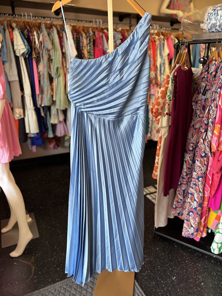 A&F- One Shoulder Pleated Formal Dress in Blue