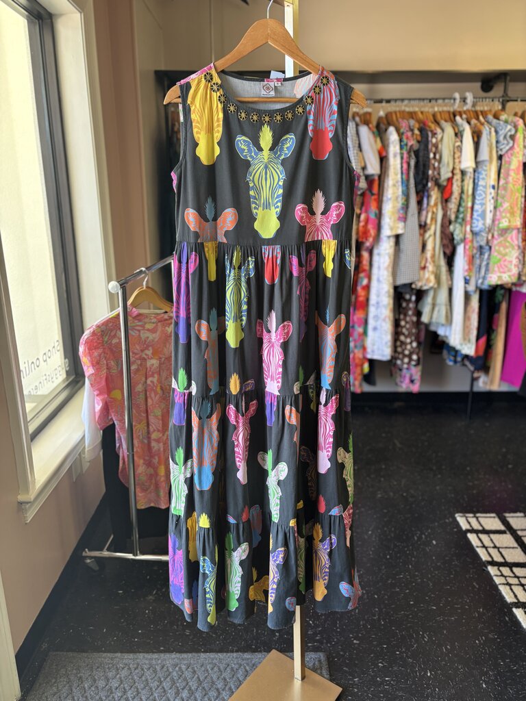 Sheridan French - Sleeveless Tiered Maxi in Colorful Zebra Print