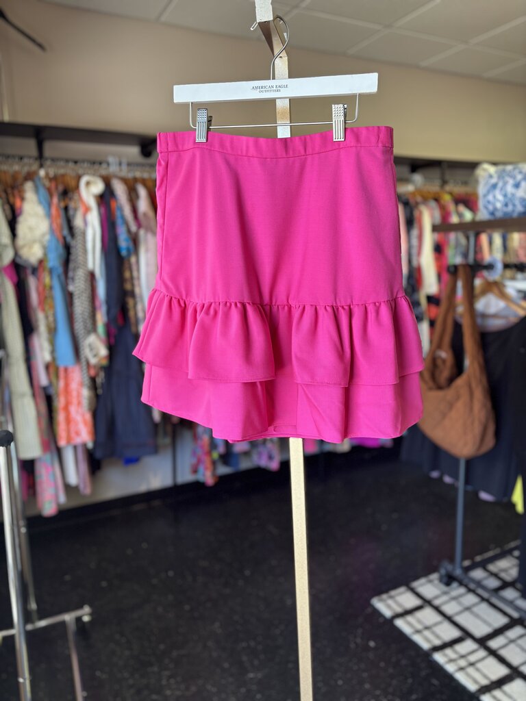 J.Crew- Tiered Ruffled Mini Skirt - Hot Pink