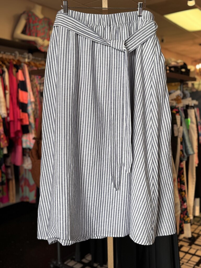 Talbots-NWT-Striped Cotton Midi Skirt - Blue/White