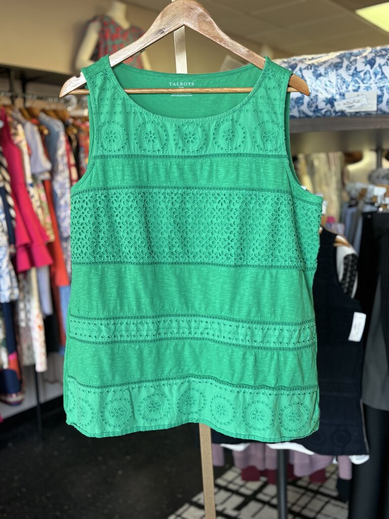 Talbots - Cotton Tank with Eyelet Detail - Green
