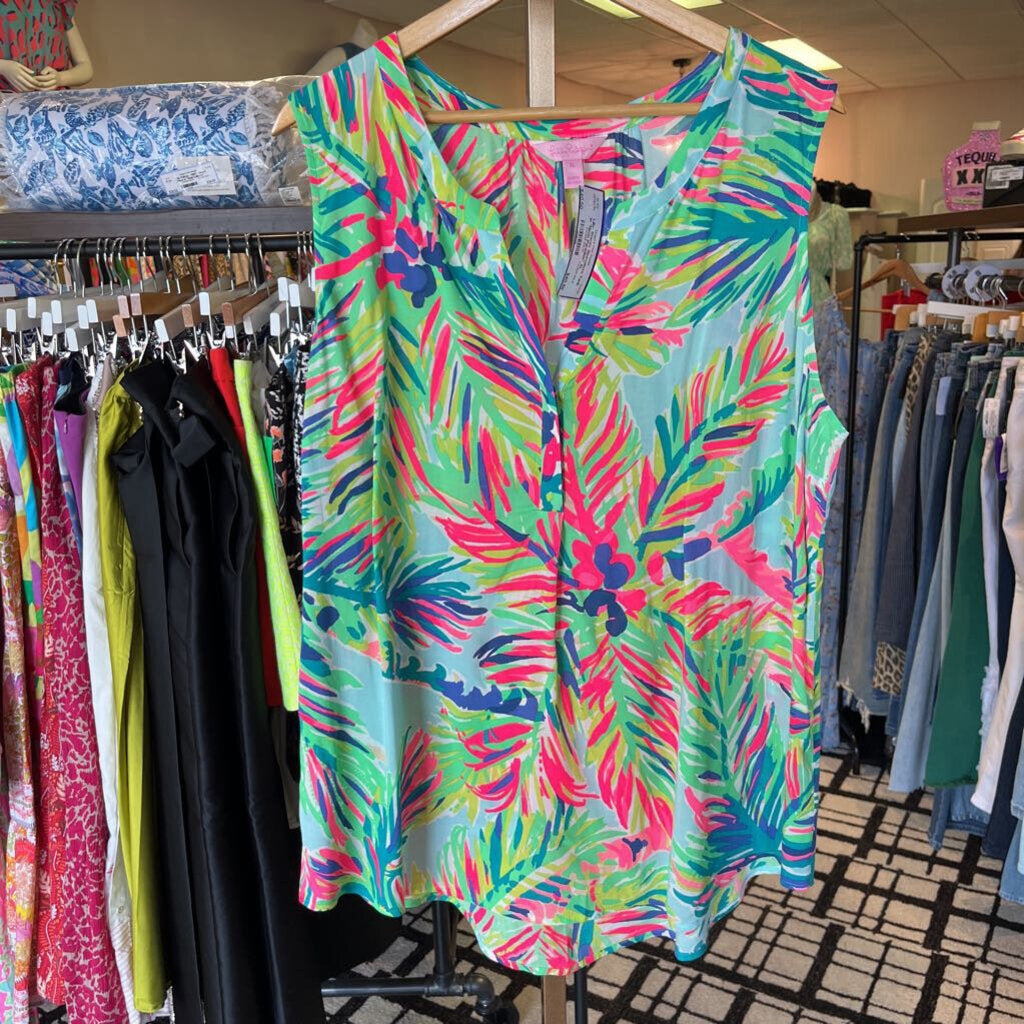 Lilly- Stacey Sleeveless Tank in "Neon Paradise"
