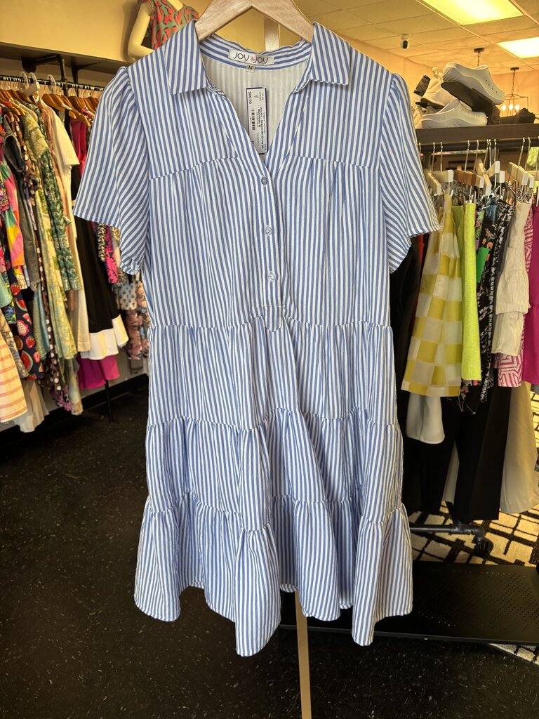 JoyJoy - Striped Mini Dress SS - Blue/White