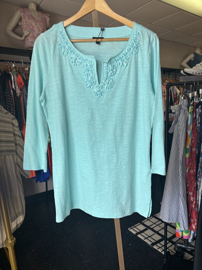 Talbots-NWT- Embellished Top - Aqua