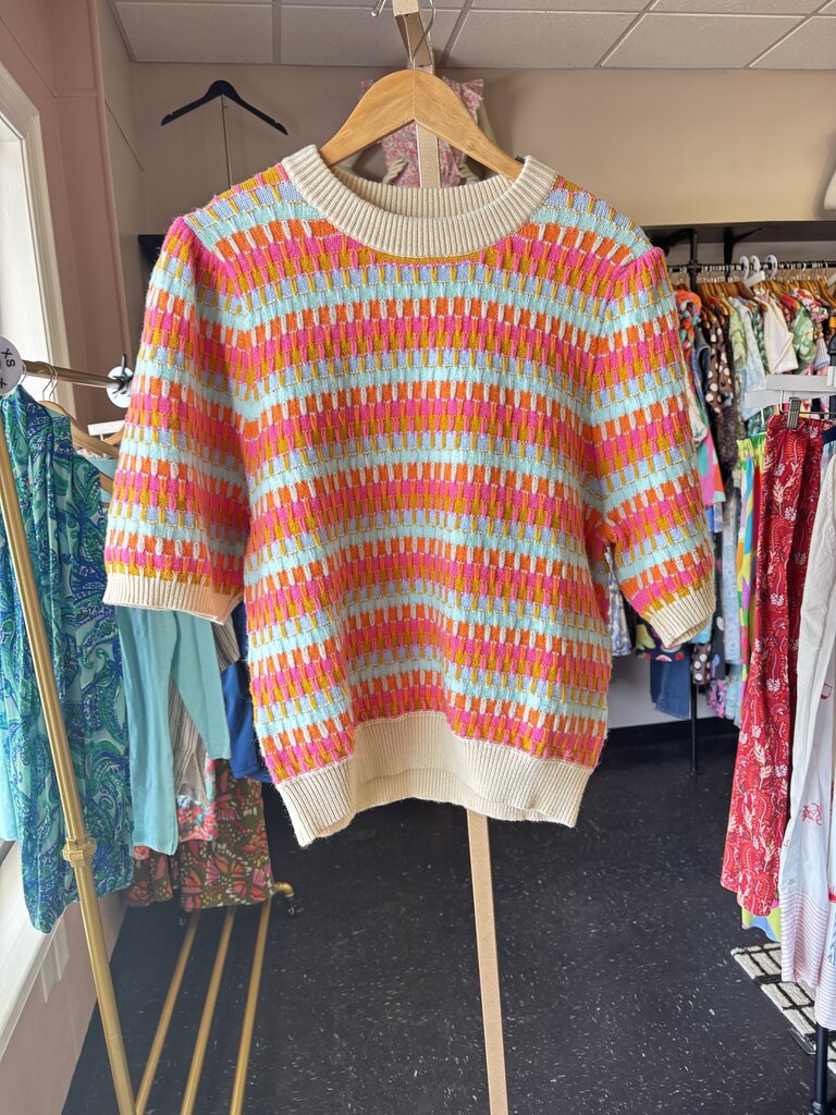 THML-NWTf Colorful Rib Quarter Sleeve Sweater