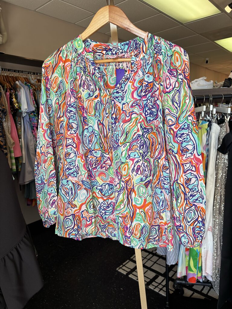 Lilly- Elsa Top in "What A Catch" Print