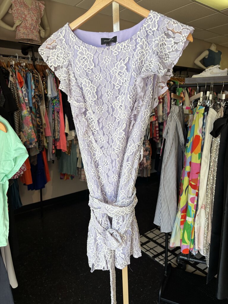 Majorelle - Floral Lace Midi Dress in Lavender