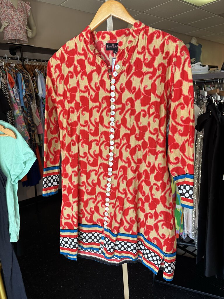 Liza Byrd - Button Front Patterned Mini Dress