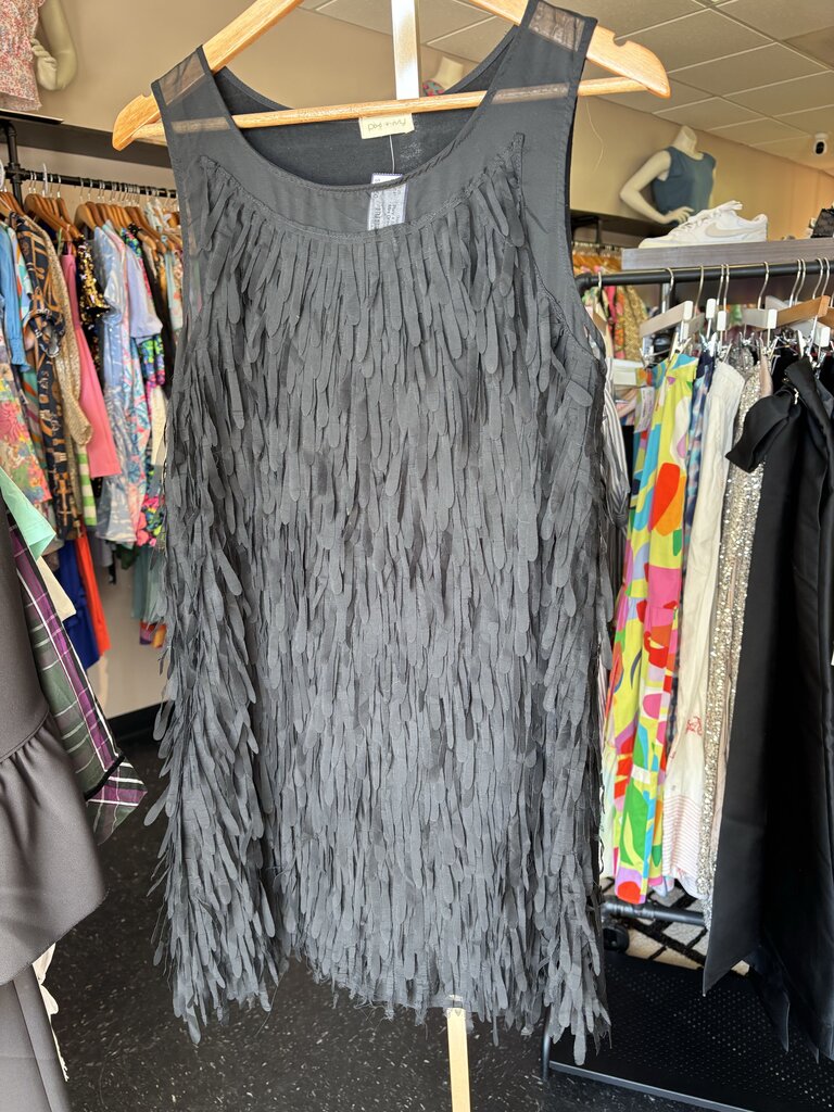 Pixy + Ivy - Sleeveless Fringe Mini Dress in Black