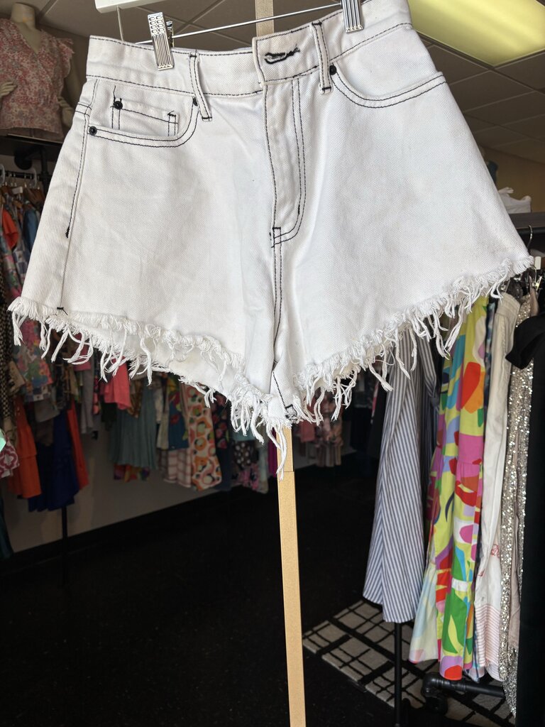 BDG - Pitched Waist Cutoff Denim Short in White