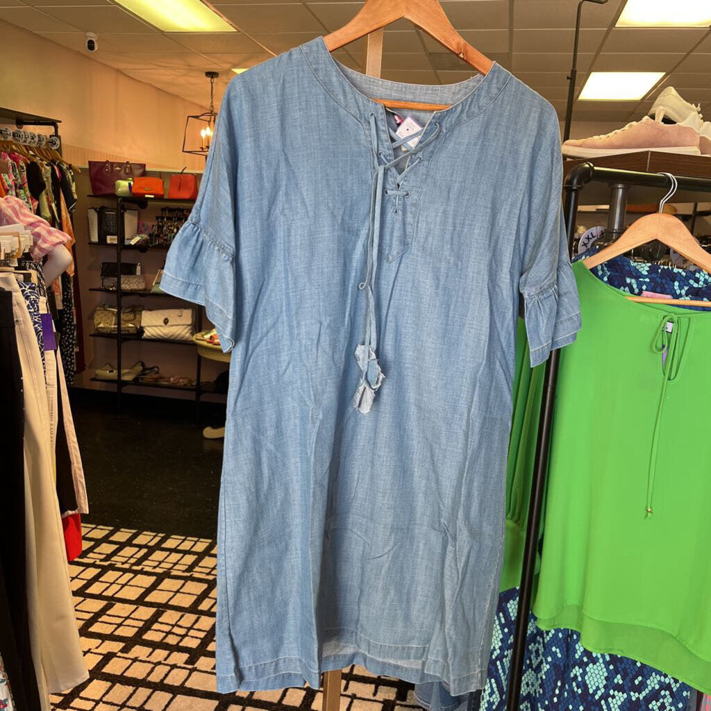Vineyard Vines - Chambray Flutter Sleeve Mini Dress