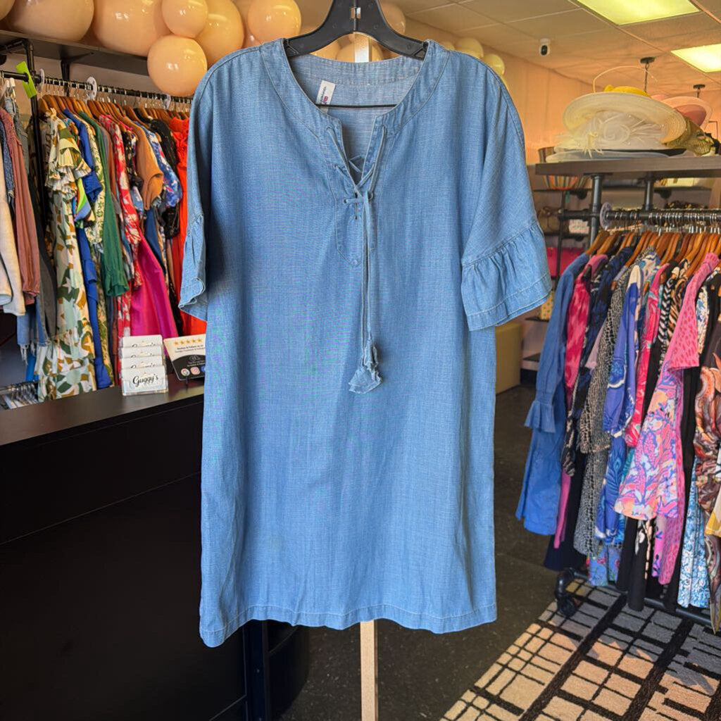 Vineyard Vines - Chambray Flutter Sleeve Mini Dress