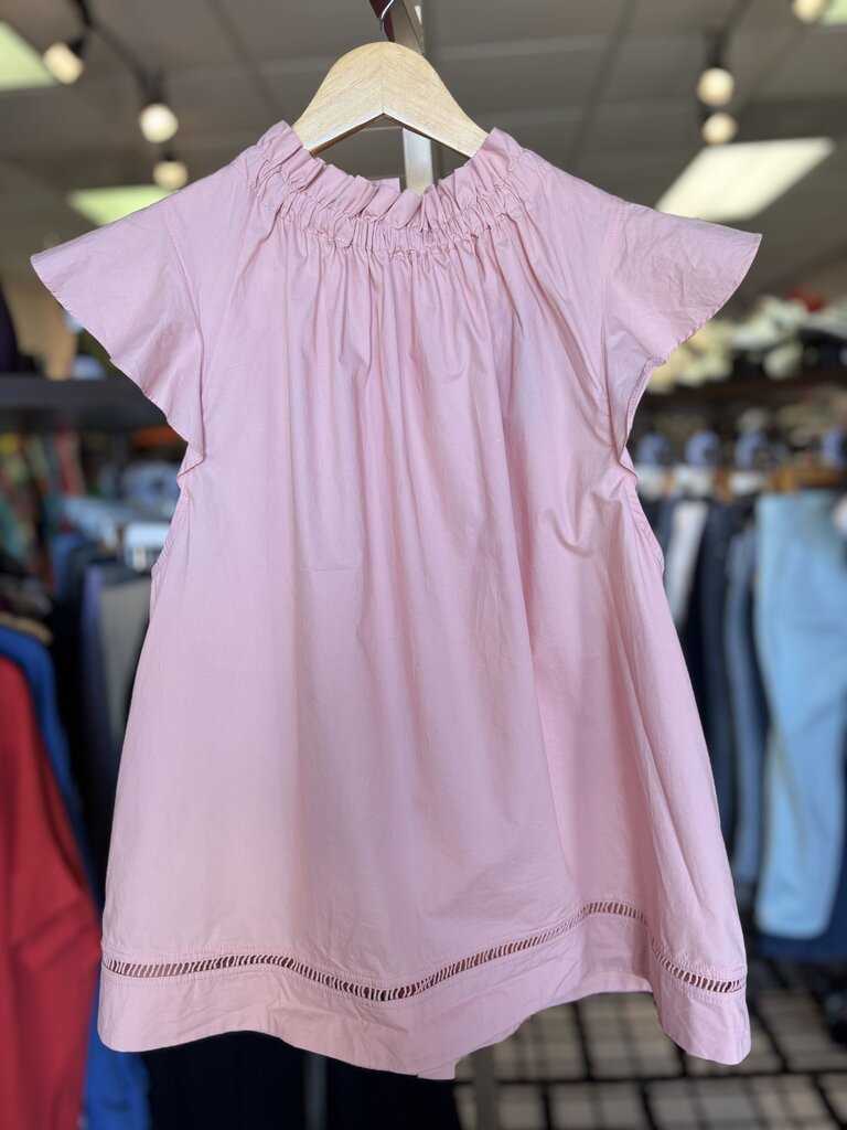 Impeccable Pig- Flutter Sleeve Blouse in Pink