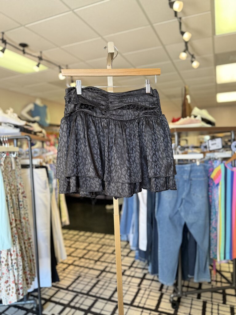 Mustard Seed - Tiered Mini Skort in Black Cheetah Print