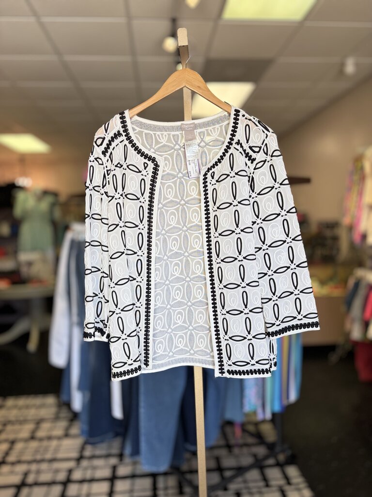 Chico's - Black&White Open Front Jacket