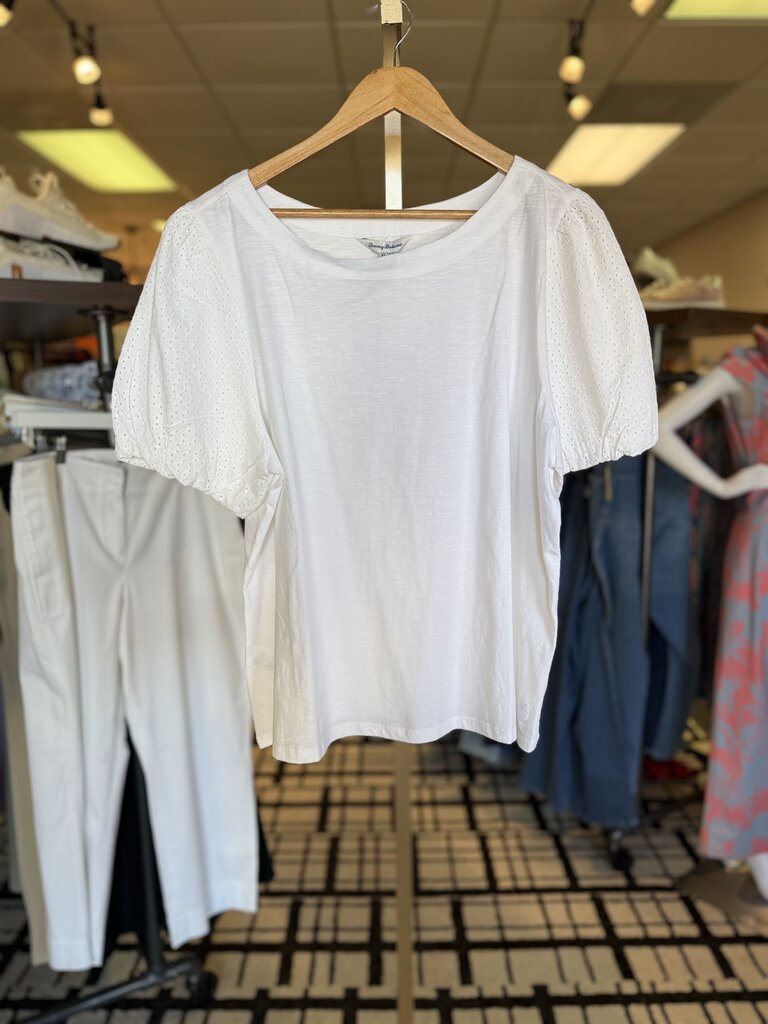 Tommy Bahama - Eyelet Puff Sleeve Lux Tee in White