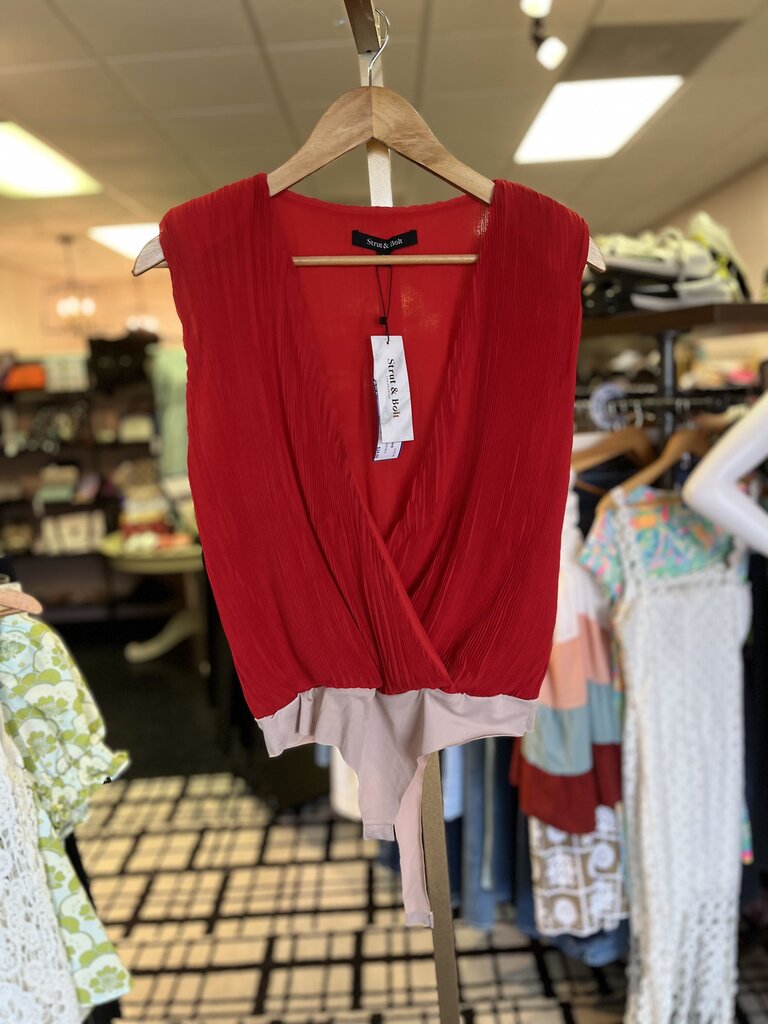 Strut & Bolt-NWT-Pleated Bodysuit - Red