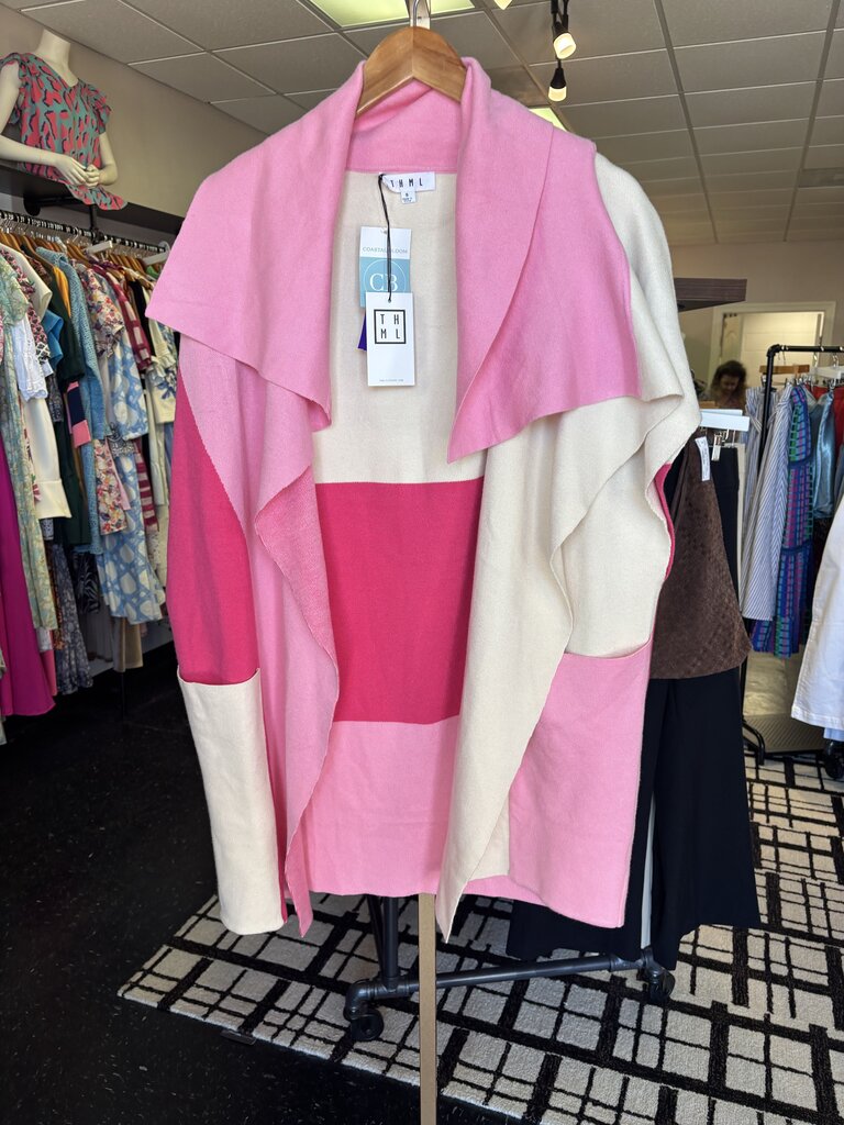 THML - NWT - Pink/Cream Colorblock Cardigan