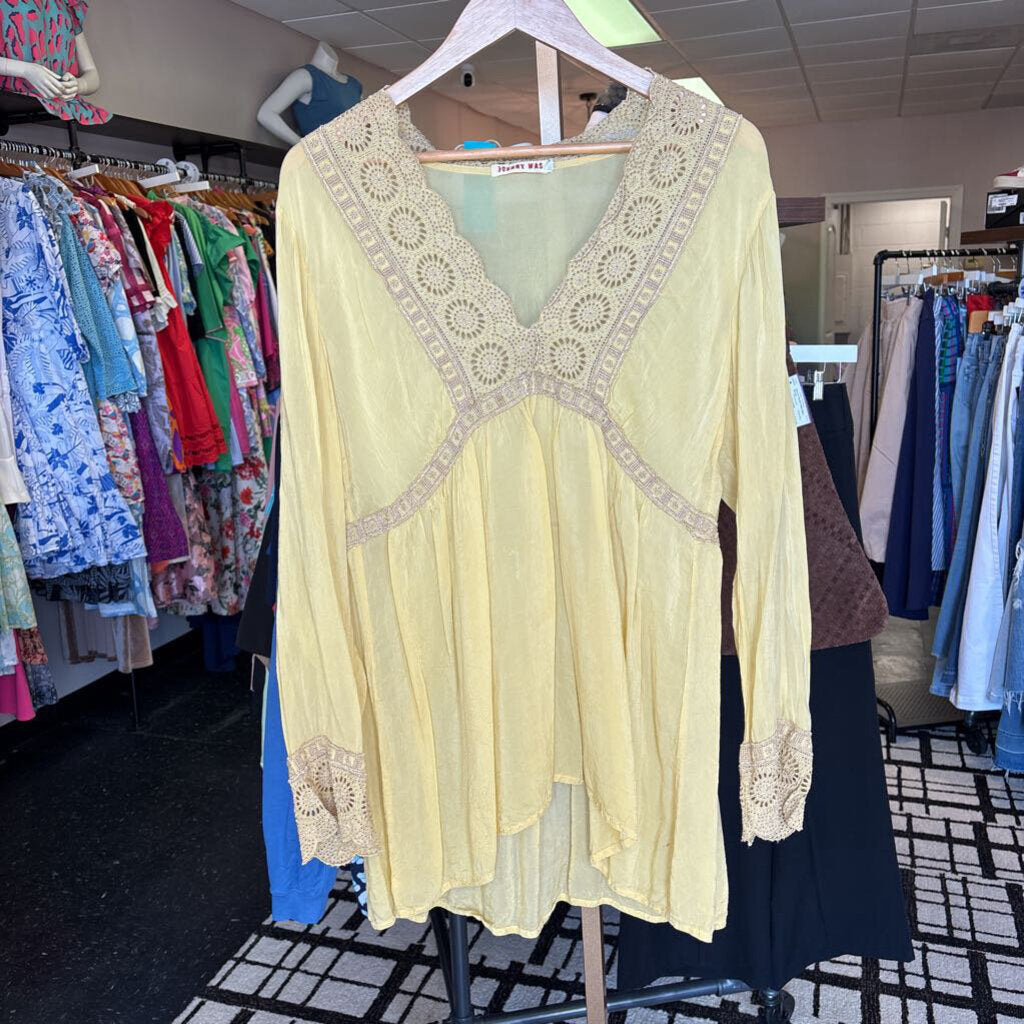 Johnny Was - V-Neck Blouse - Yellow