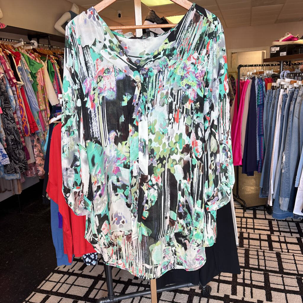 Renuar - LS Sheer Abstract Blouse