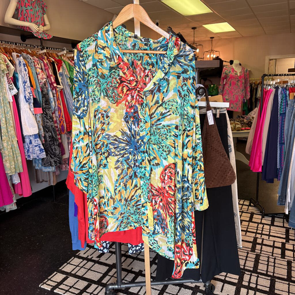 Renuar - LS Sheer Abstract Blouse