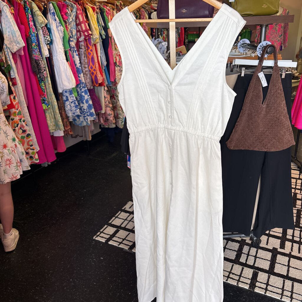 Rachel Parcell - Linen Blend Dress w. Button Detail - White
