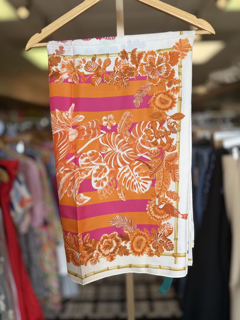 Vilagallo- Large Silk Scarf with Vibrant Floral Pattern
