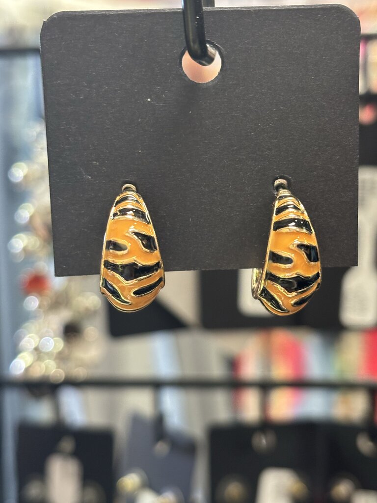 Tiger Stripes Enamel Earrings