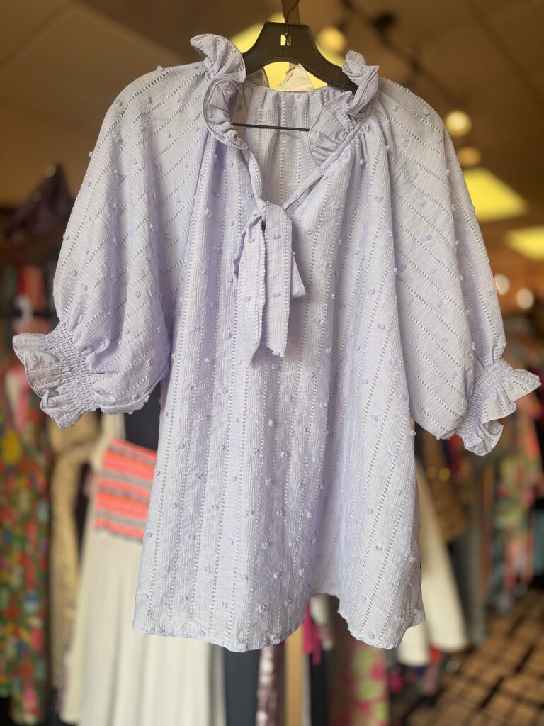 Umgee - Puff Sleeve Swiss Dot Top - Lavender