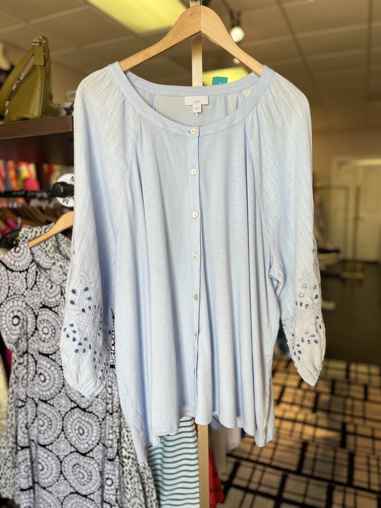 J.Jill - Puff Sleeve Eyelet Top - Blue
