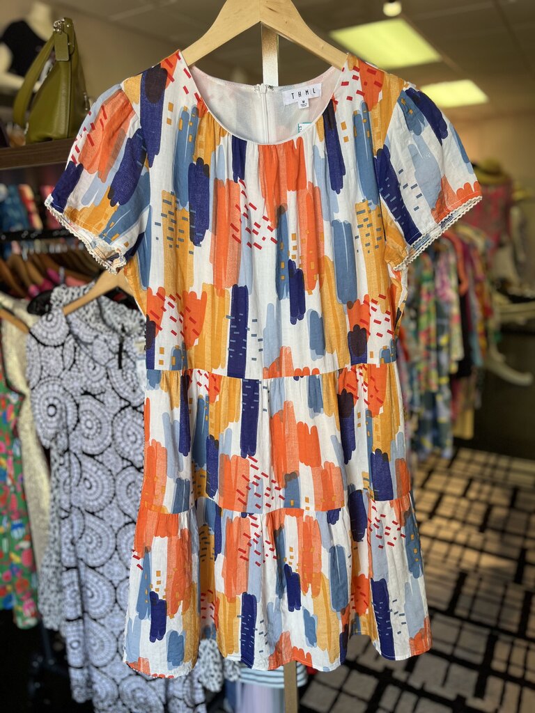 THML - Tiered Mini Dress w. Abstract Print
