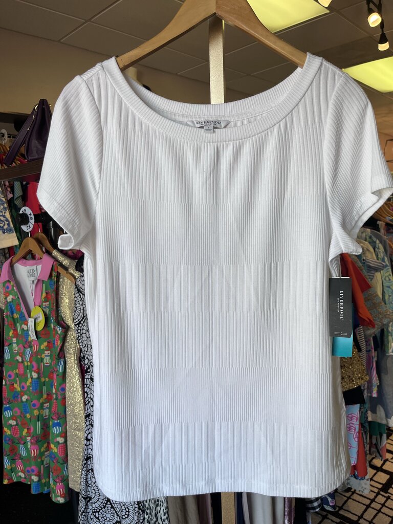 Liverpool NWT - Cap Sleeve Boat Neck Tee - White