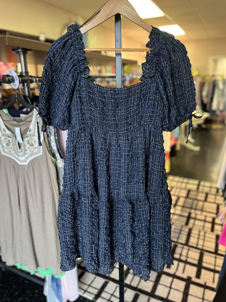 English Factory - Puff Sleeve Dress - Navy
