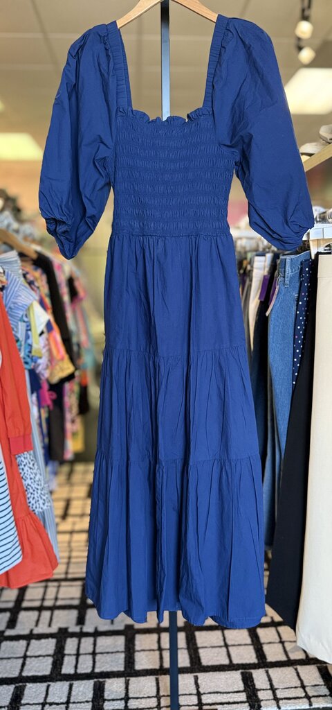SEA - Claudine Puff Sleeve Smocked Dress - Navy