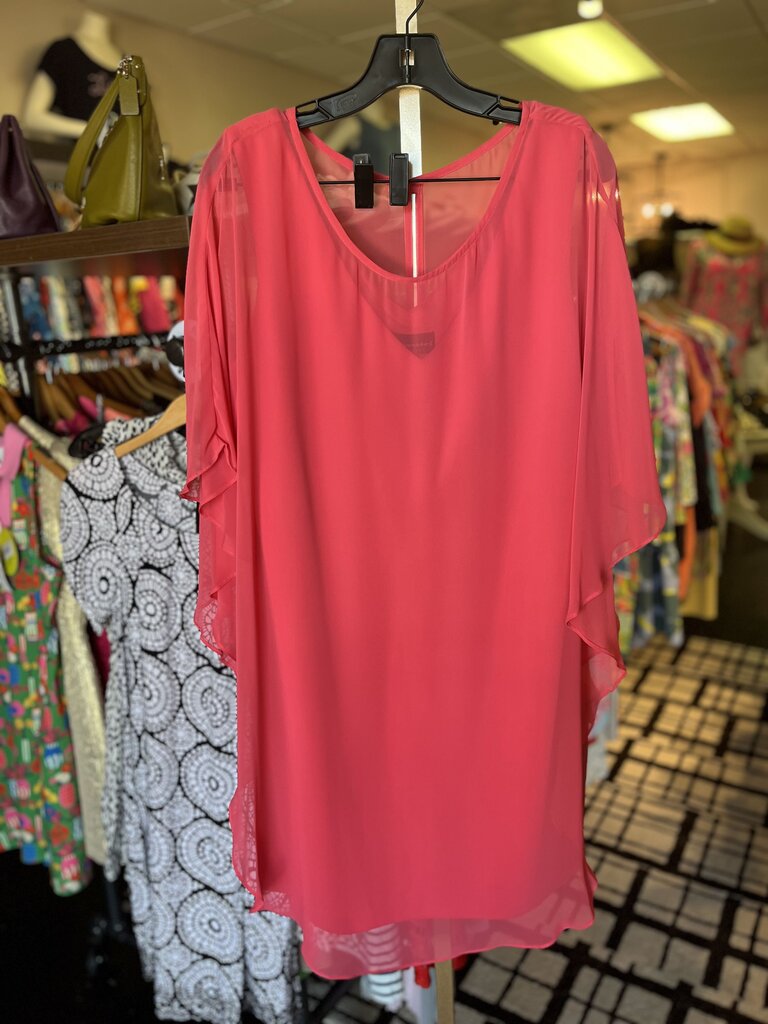 Connected Apparel - Chiffon Mini Dress in Coral