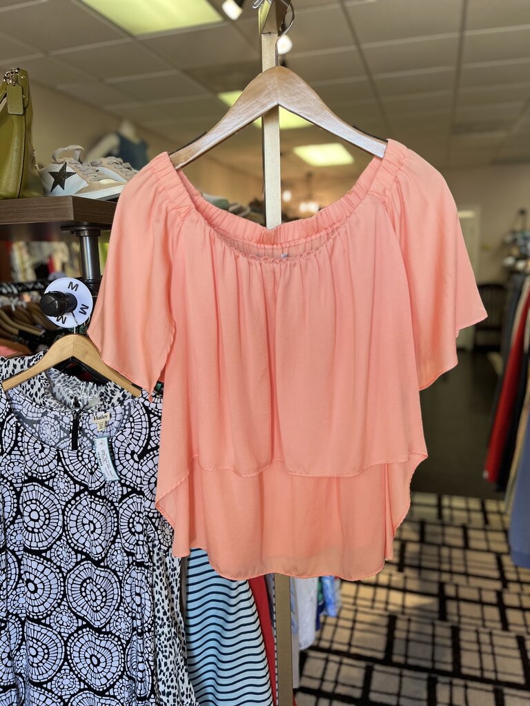 Do + Be - Off the Shoulder Flutter Top in Creamsicle