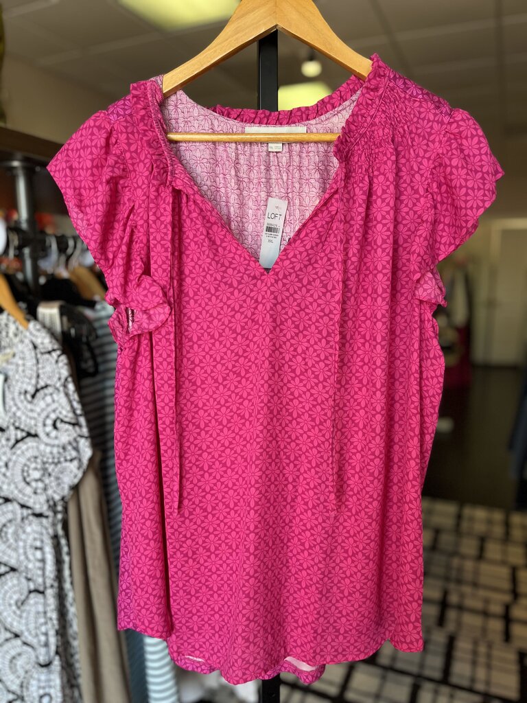 LOFT NWT - SS Floral Print Top - Pink